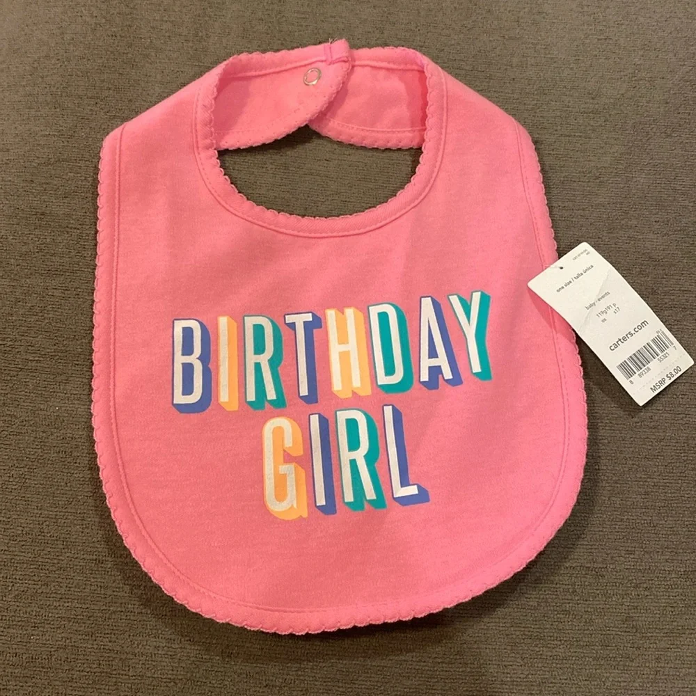 4/$20 Birthday Girl pink bib xox